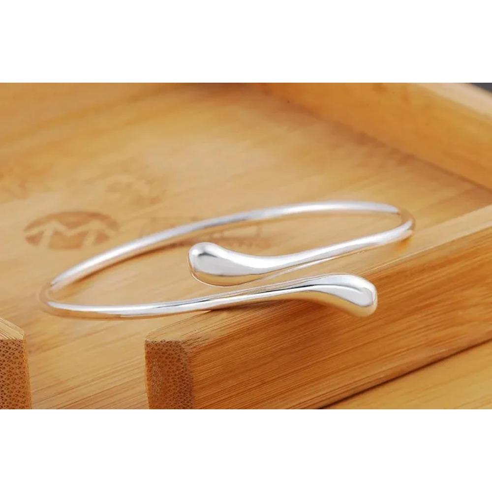Charm 925 Sterling Silver Bracelets for Women Fine Water Droplets Bangles Lady Fashion Wedding Party Christmas Gift Jewelry