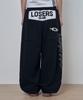 Lujeoseukeulleob Script Logo Wide Sweatpants Black
