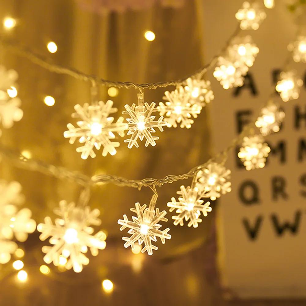 1,5M/3M/6/10M Weihnachts-Schneeflocken-Lichterkette, 2024 Frohe Weihnachten Dekoration für Zuhause, Christbaumschmuck, 2025 Frohes Neues Jahr