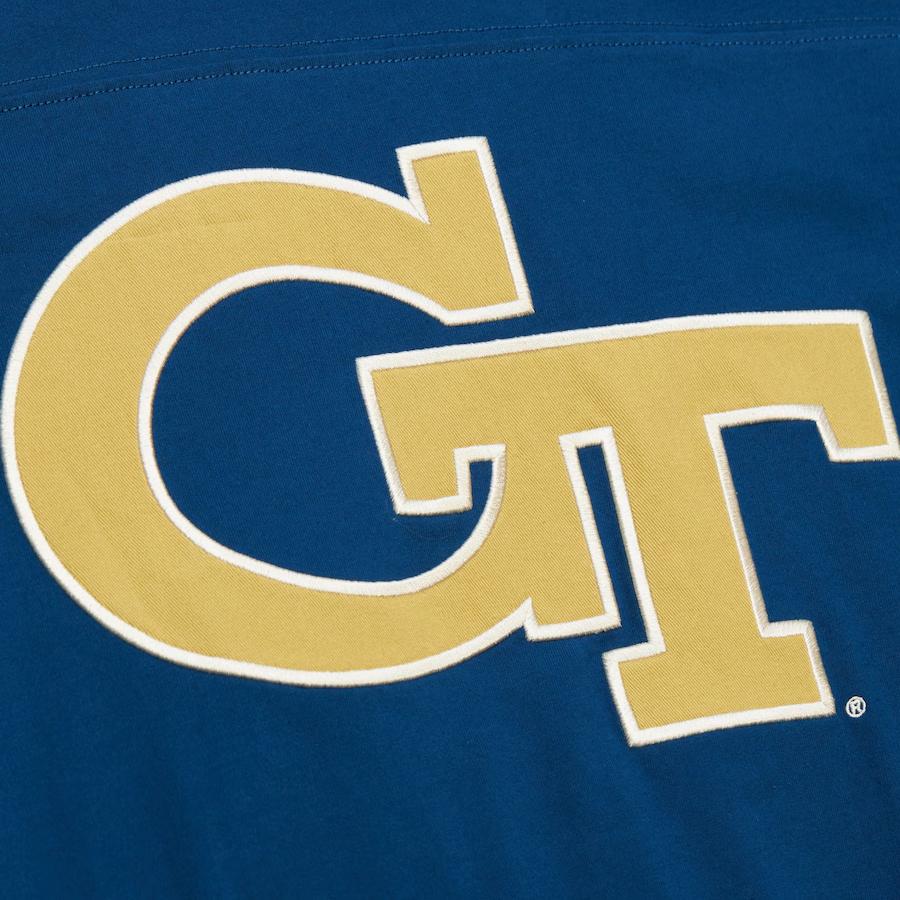 Mitchell & Ness x NCAA Georgia Tech Yellow Heavyweight Yoke T Shirt Men's Marine Blue FC7773-GTENAVY