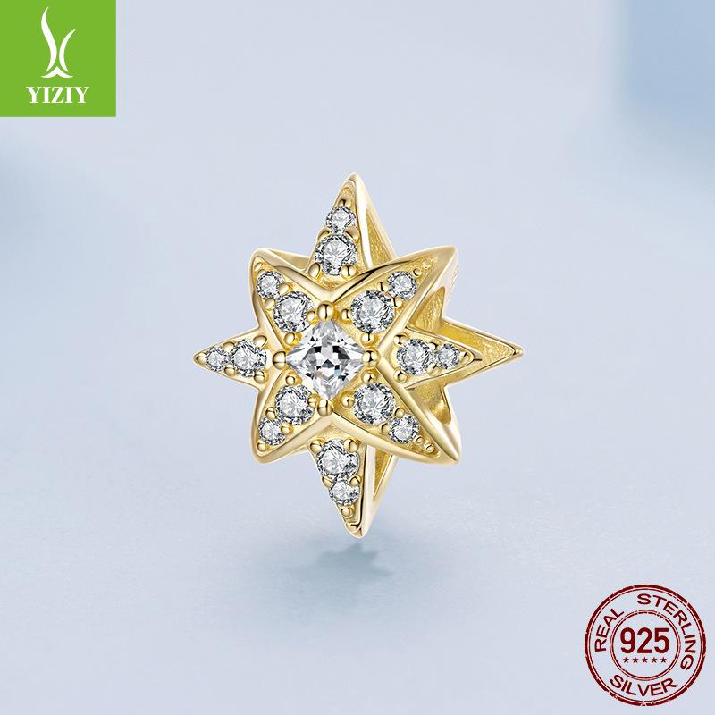 Full Of Zircon S925 Sterling Silver Mango Beads Accessories Classic Fashion Star Diy Beads