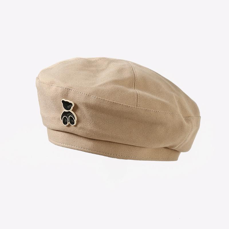 

Осень и зима новая шляпа женская милый берет с медведем ретро мультяшная шляпа-бутон зимняя универсальная шляпа художника One Size