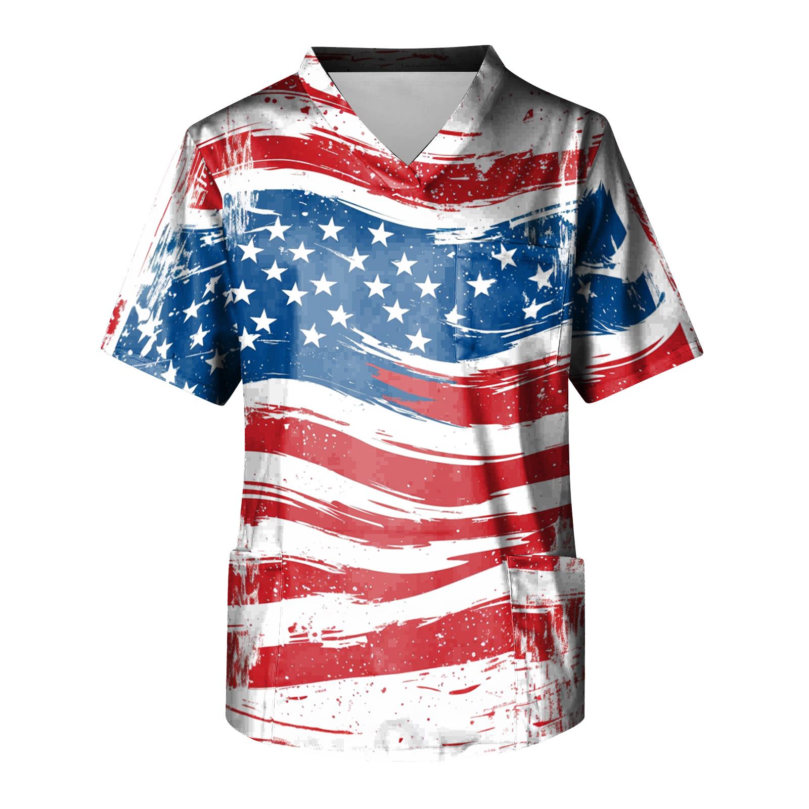 

Men s Short Sleeve V-Neck Print Chest Pocket Care Top XL червоний