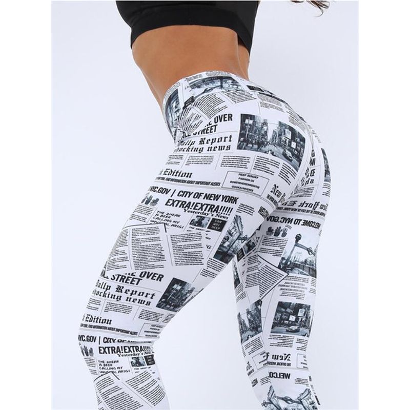 

Stretch Printed Tight Yoga Capris Fashion Stretch Print Tight Yoga Ninth Pants The picture color XL