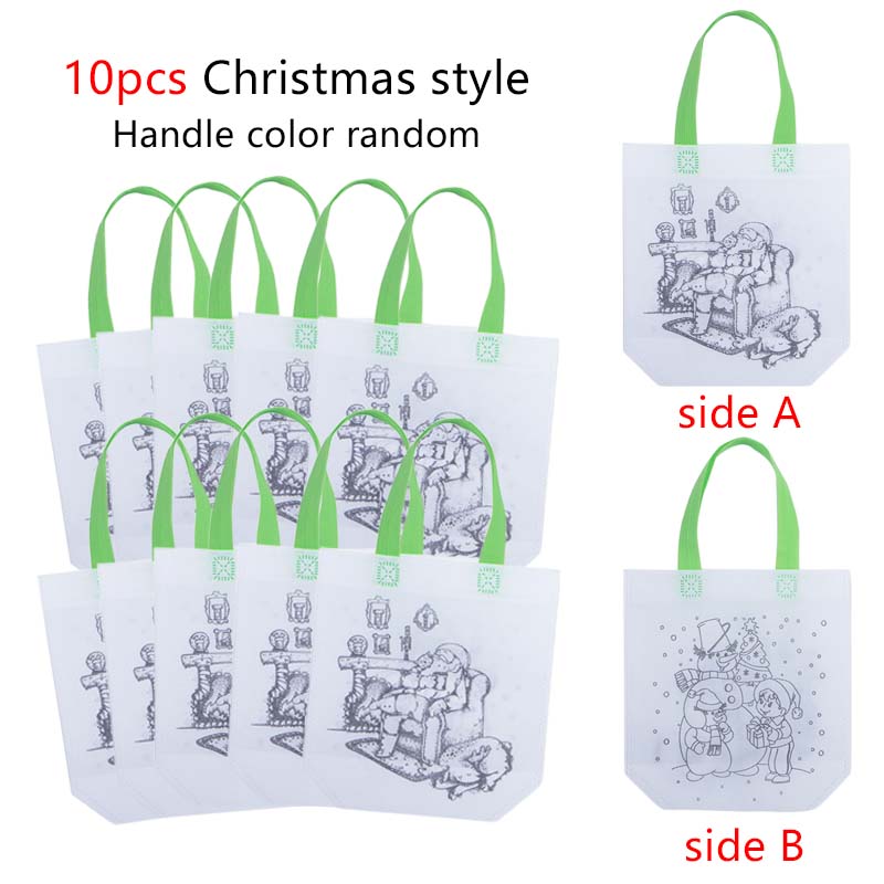 5/10pcs Festival Gift Bags Christmas Halloween Easter Non Woven Fabric Double Sided Graffiti Bag Party Snack Bag Souvenir TMZ