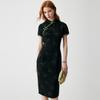 [New Chinese Qipao] 100% Mulberry Silk Summer Small Stand Collar Reduced Age Printed Fragrant Cloud Yarn Dress