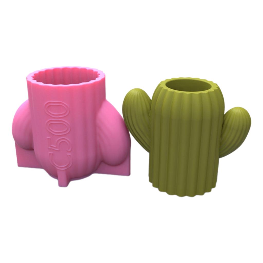Cactus Shape Pen Holder Silicone Molds Table Ornament Mould Plasters Making Tool Succulent Planter Mold Easy to Clean