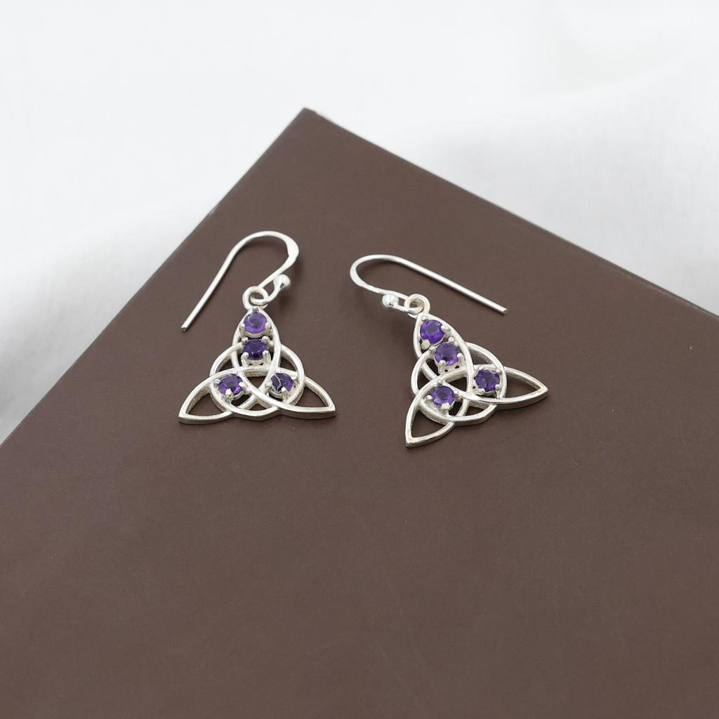 Faceted Amethyst Women Earring, 925 Sterling Silver Handmade Jewelry, February Birthstone Earring, Silver Earring Ar6672