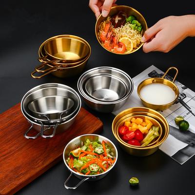 Koreanische runde Reisweinschale aus Edelstahl mit Griff für den Haushalt, Soßenschalen, Tassen, Geschirr, Essgeschirr, Küchenutensilien