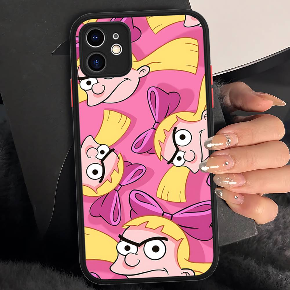 H-Hey A-Arnold Helga Bonito Matte Protective Case For IPhone 16 15 14 13 12 11 Pro Max X XS MAX Protection Case