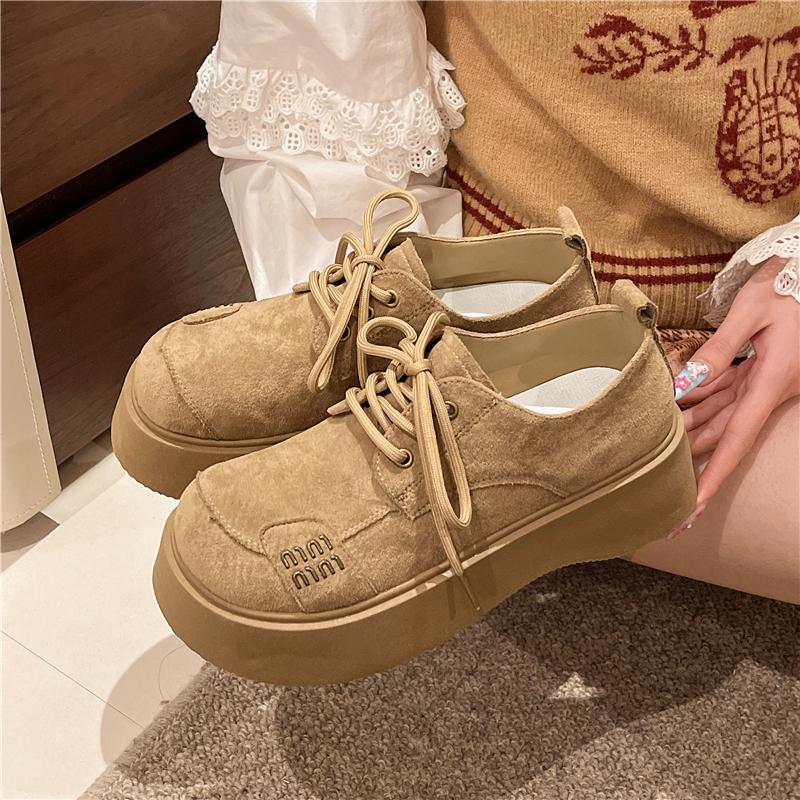 The 2025 New Autumn Retro Thick-soled Shoes Are Versatile Fashion-style Lace-up Single Shoes for Women's Casual Workwear