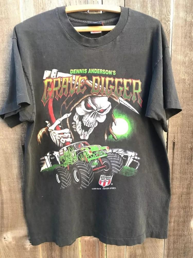 Редкая футболка с принтом Monster Truck Grave Digger 1997 года, угольная, унисекс, перепечатка, размеры S-5XL S