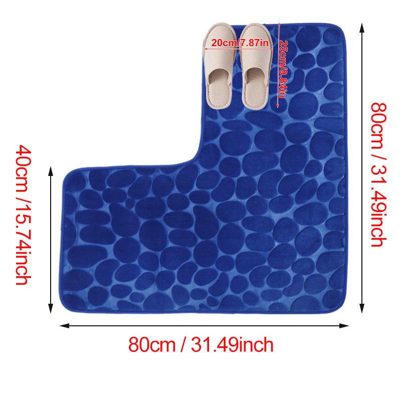 L-Shaped Bath Mat Non-Slip Flannel Memory Foam Corner Bathroom Floor Sofa Mat Absorbent Soft Rug for Shower Toilet Home Decor