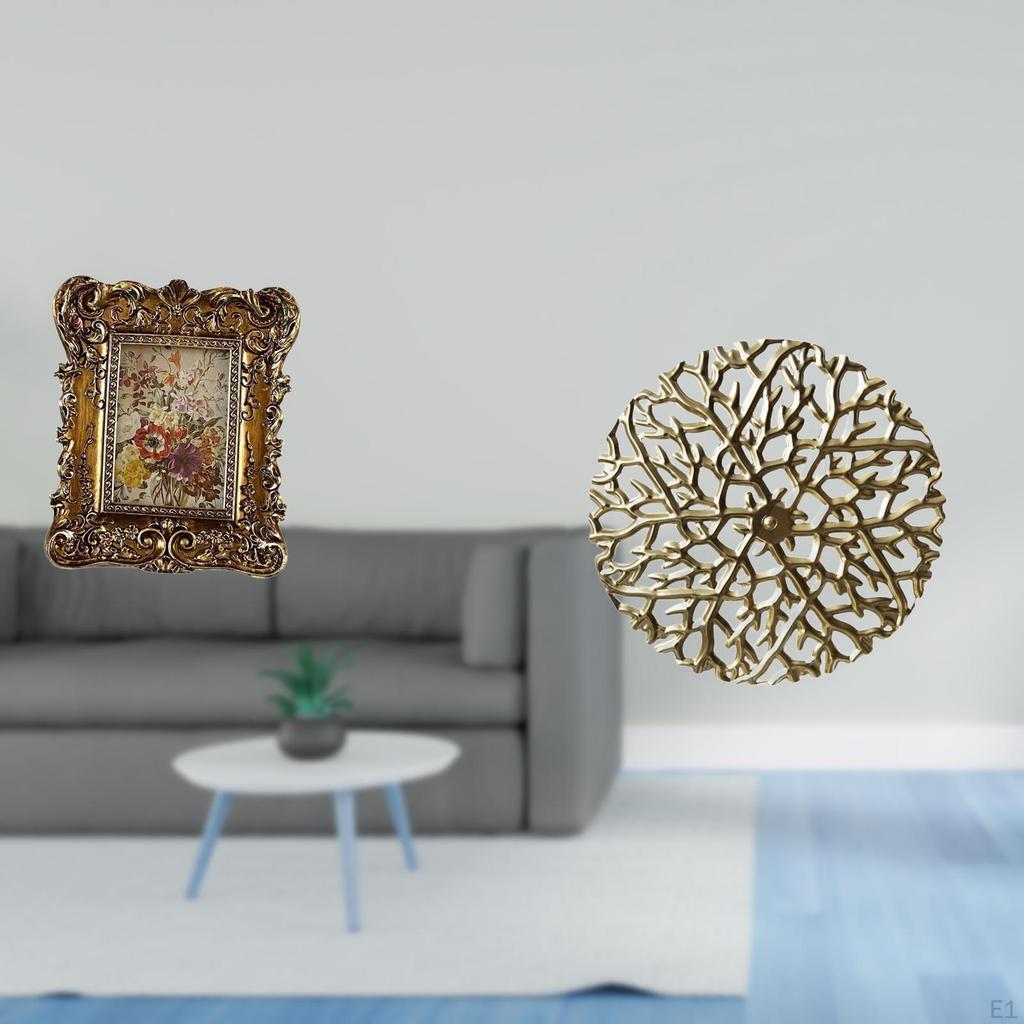 Floral Frame Sculpture Antique Picture Holder Rustic Wrought Iron Wall Art Plaque 3D Tabletop