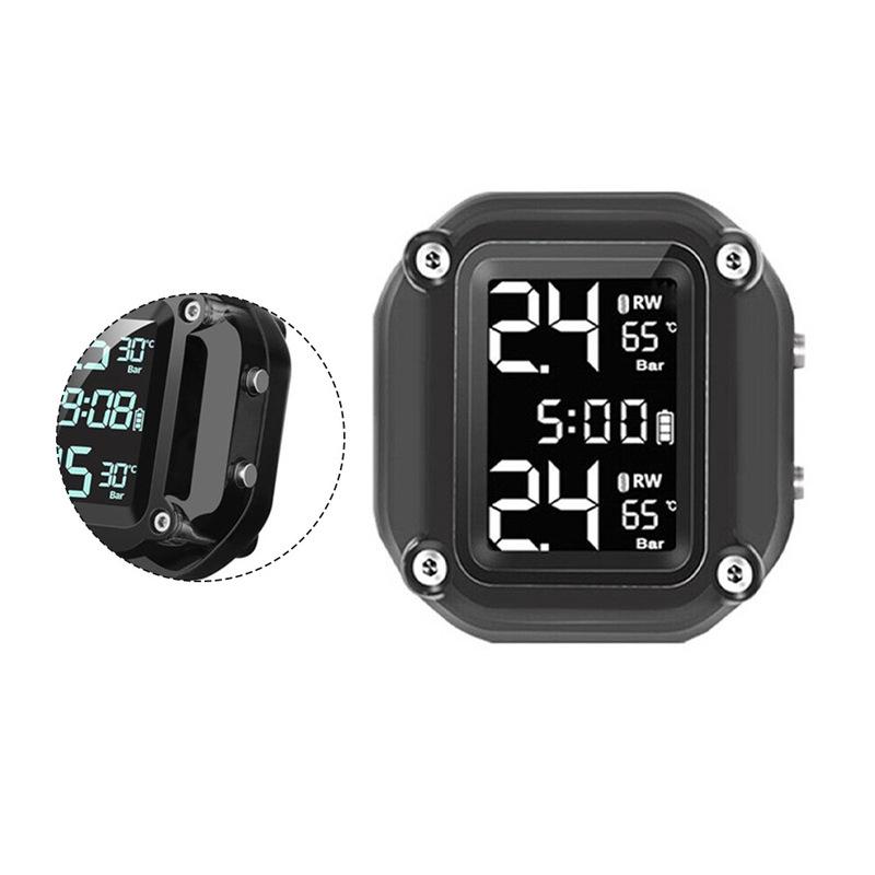 Motorcycle TPMS Digital Tyre Pressure Monitoring System With LCD Display And Sensors Digital Tyre Pressure Gauge Tester Plastic