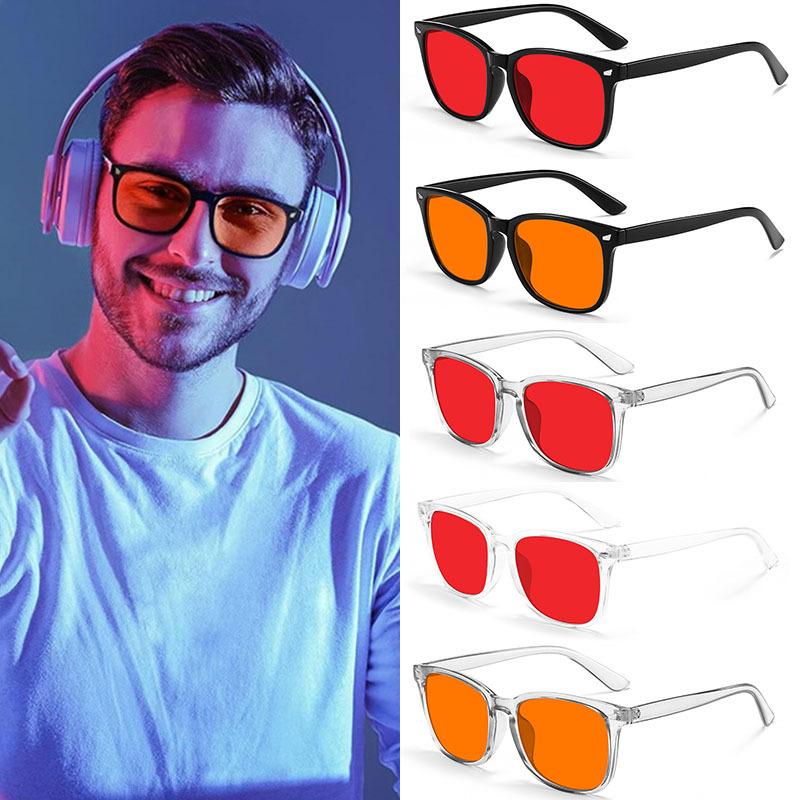 Attractive Glasses Men's Blue/Light/Red Trendy Anti Glasses Wo Better Sleep Lens Filter Glasses Anti-Uv Glasses With Tinted Orange Lenses