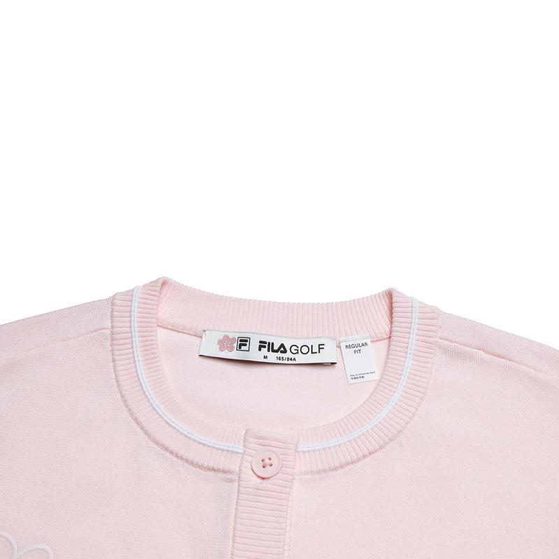 FILA Golf Series Fashion Simple Classic Casual Cute Pink Sweet Versatile Comfortable Woven Cardigan Knitwear Women cardigans A11W625415FPK