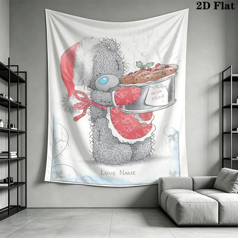 Tatty Teddy Wall Tapestry Aesthetic Wall Hanging Printed Fabric Blanket Decorative Tapestries for Bedroom Living Room Home Decor