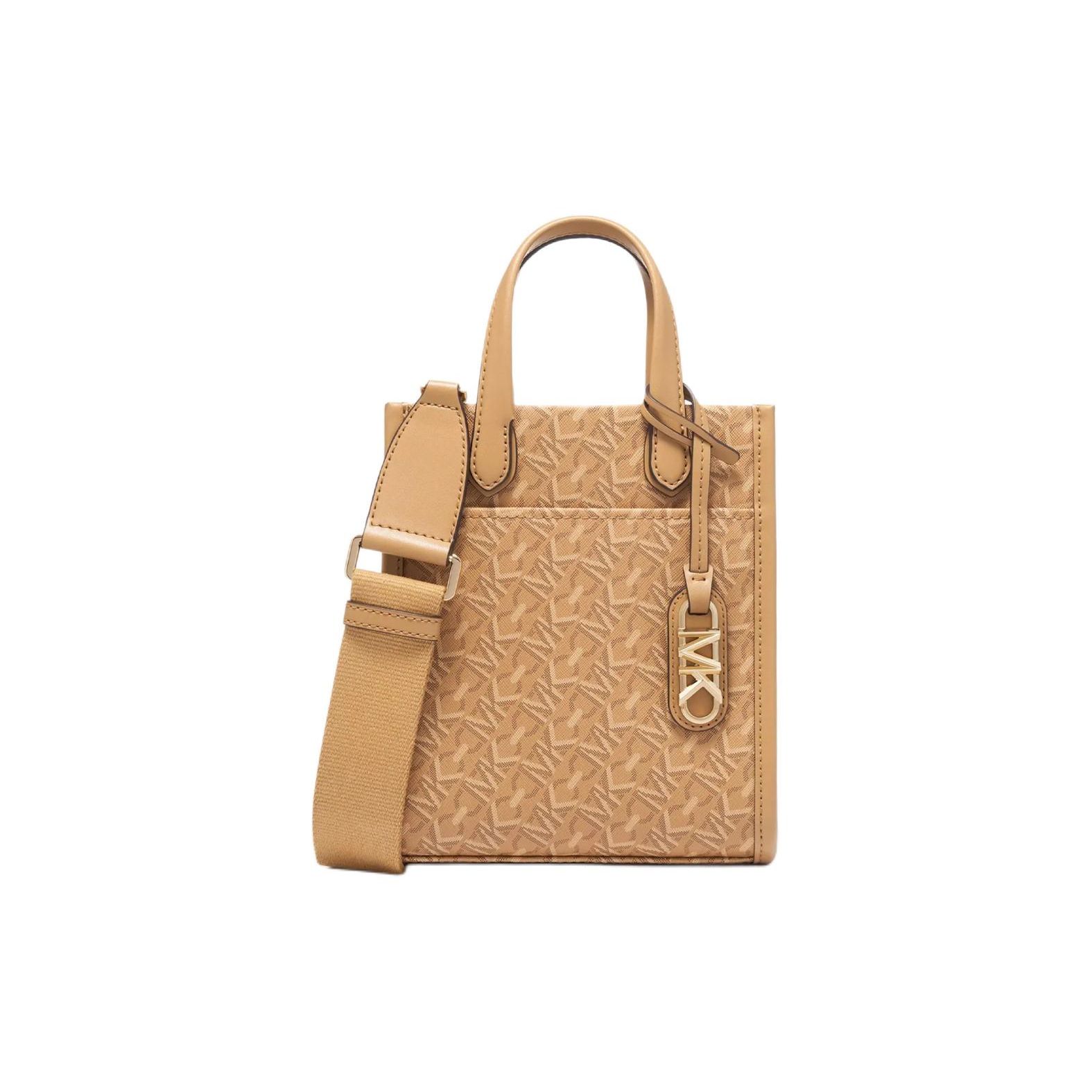 Michael Kors Gigi Letter Print Logo Pendant Mini Tote Bag Women tote bag Beige 32H3G3GC4V-174 Basic Set (Bag+Dust Bag)