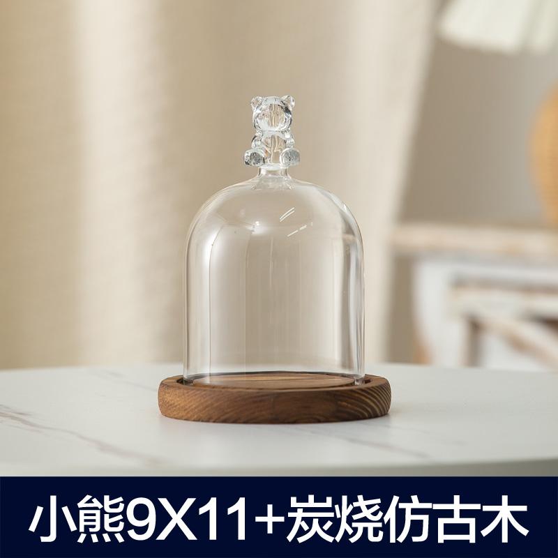 Preserved Flower Glass Cover Dust Cover Display Box Wooden Pallets Display Stand Ornament Crafts Decorative Shelves Shelf
