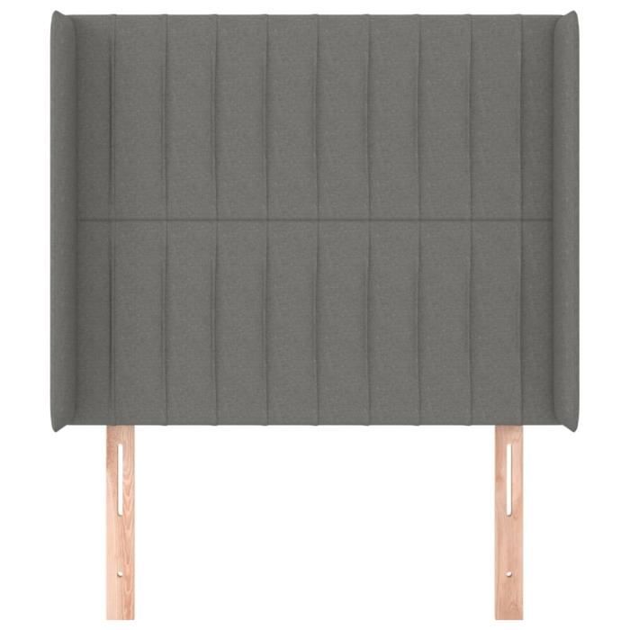 VidaXL Tête de lit avec oreilles Gris foncé 103x16x118-128 cm Tissu3119809