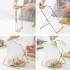 Stainless Steel Garbage Storage Rack Foldable Plastic Bag Shelf Rag Rack Stand  Trash Can