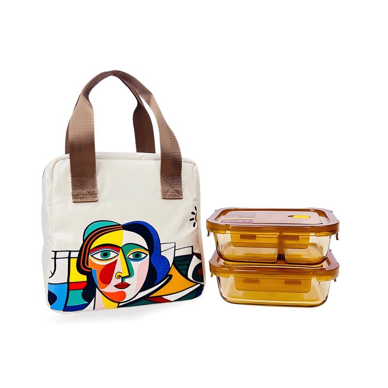 GOWKE Picasso Dora Glass Lunch Box Set (3-Piece)