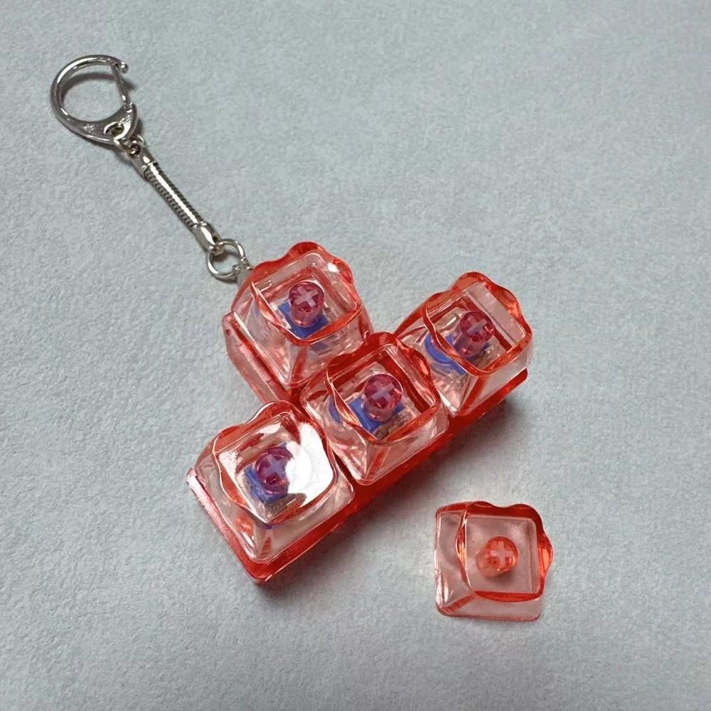 New 2/3/4 Keys Keyboard Keychain Key Button Pass The Time Keycap Keychain Transparent Stress Relief Pinch Adult