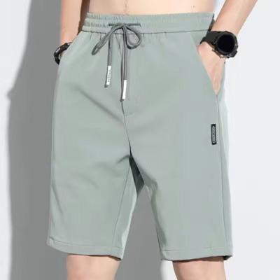 Menn Sommer Uformelle Shorts Elastisk snøring midje Rett Brede Ben Shorts Lommer Design Is Silke Ensfarget Sportsshorts