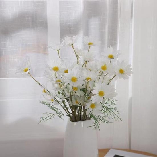 Artificial Flowers 5 Heads Faux Silk Wildflowers with Stems Fake Spring Flower Bouquet for Home Wedding Garden Vase Decor