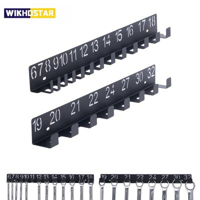 1pc Black Metal Wrench Arrangement - Stylish Wall Mounted Storage Rack for Wrenches, Screws and Bolts
