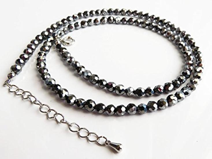 [GOLD STONE] Terahertz Stone Necklace, Mirror Cut, 4mm, Lightweight, Sparkling, Approx. 60cm Length