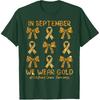 in September We Wear Gold Ribbon Bow Childhood Cancer Girls T-Shirt