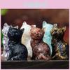 Crystal Cat Resin Decor With Fortune Symbol For Office Desk Enhancements
