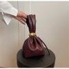 Retro Inspired Women's Handbag With Wristlet Sleeve Practical PU Bucket Bag Evening Purse for Cocktail Party  Burgundy