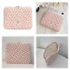 Women Flower Printed Laptop Carrying Case Quilted Cute Notebook Protective Handbag Sweet INS Grid 11-15 Inch Computer Sleeve