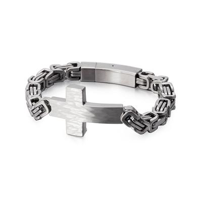 Joyería de acero de titanio para hombre, pulsera Retro personalizada con Cruz coreana curvada, Flash de encuadernación con llama trasera del emperador