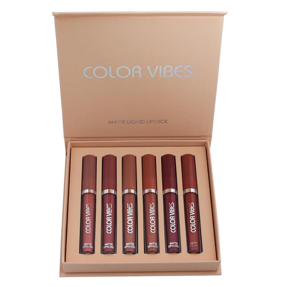 6-color Matte Lip Gloss Set Non-stick Cup Lip Glaze Fixed Lipstick Nude Lip Gloss Waterproof Gift Set