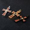 Wood Inlay Crucifix Pendant Titanium Steel Catholic Necklaces Pendant  Spiritual Meditation