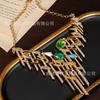 Retro Irregular Colorful Necklace Banquet Light Luxury Fashion Super Sparkling Full Unique Collarbone Chain Antique Jewelry
