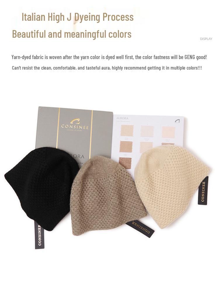 Kangsai Ni Women's 100% Pure Cashmere Knitted Hat - Fashionable & Warm for Autumn/Winter