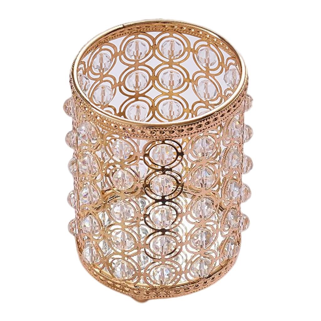 Crystal Cosmetic Brushes Holder Organizer Metal Plated L