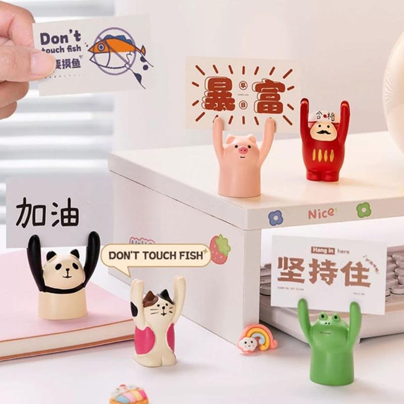 Raising Hand Animal Photo Holder Table Number Holders Microlandscape Ornament Memo Photo Holder Dollhouses Accessories