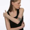 Mens Gothic Skeleton Hand Cuff Bracelet, Silver Tone Alloy Irregular Open Bangle, Punk Arm Jewelry for Women Men