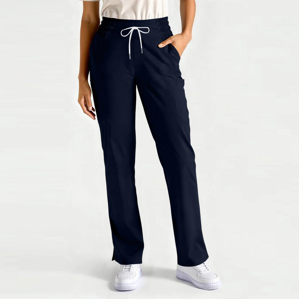 Women's Casual Lightweight  Color Work Pants/caregiver Pants With Side Pockets