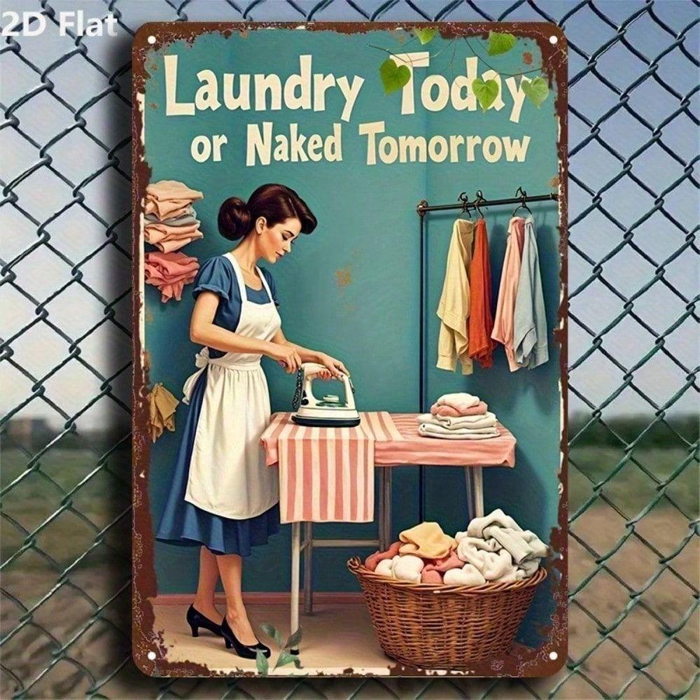Vintage Laundry Room Metal Wall Sign 8x12 Inch Iron Art Home Decor