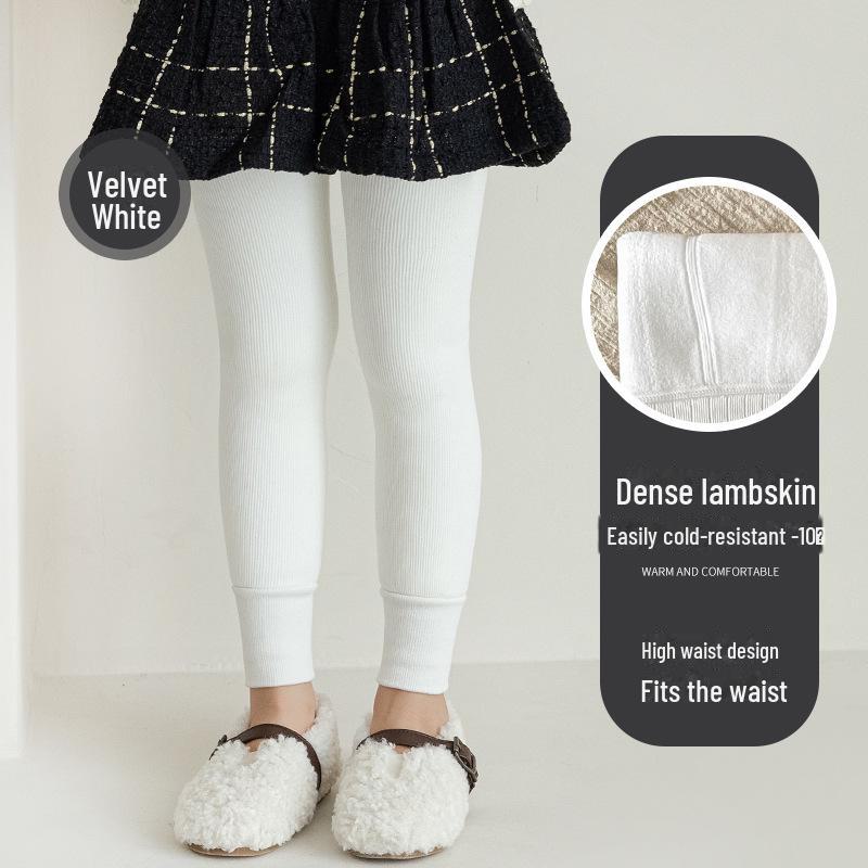 

Бархатные зимние леггинсы для девочек: Белые, хлопковые, вертикальные полоски, теплые, утолщенные детские колготки с девятью точками XXL (Height 136-150cm)