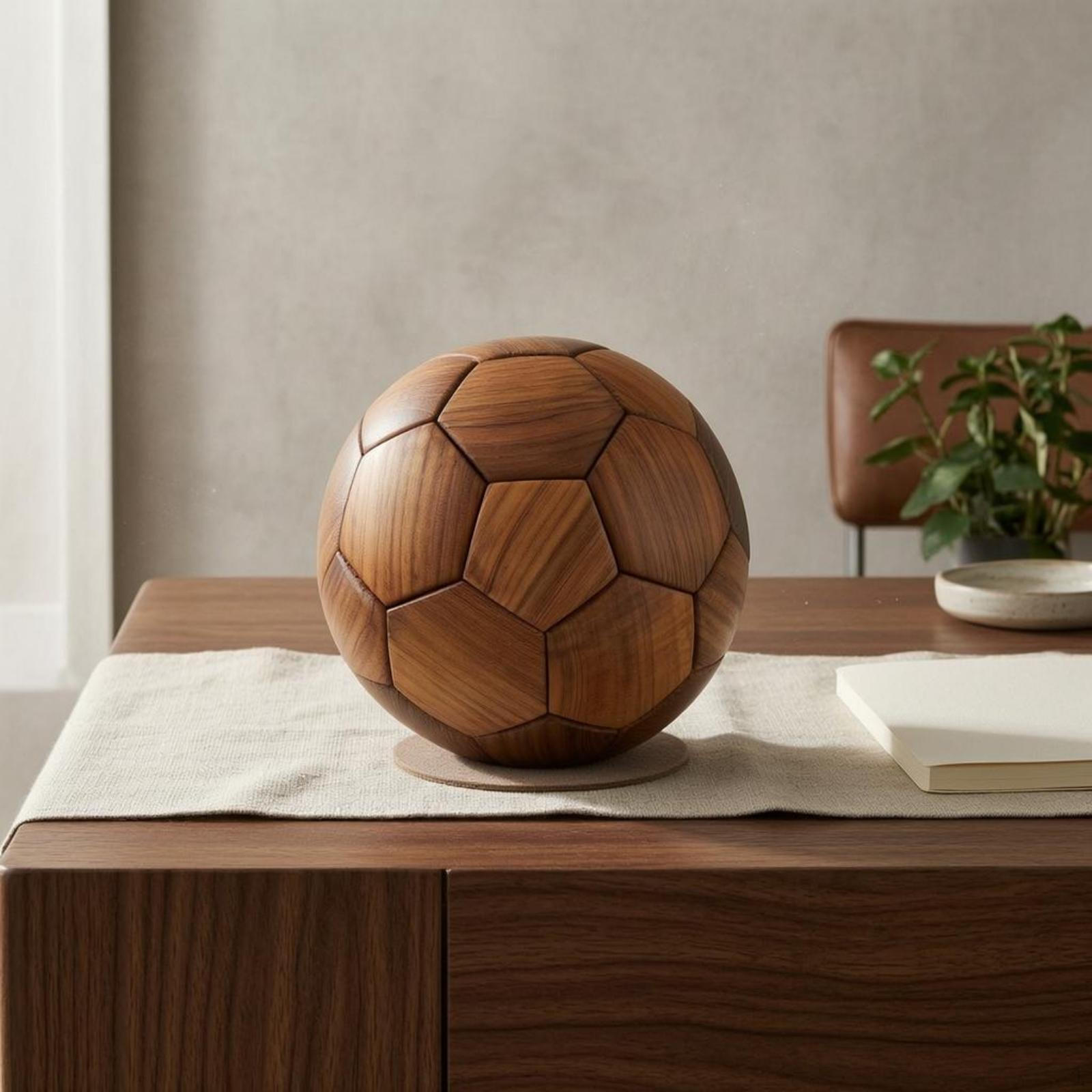 Soccer Ball Ornament Interlocking Wood Pieces