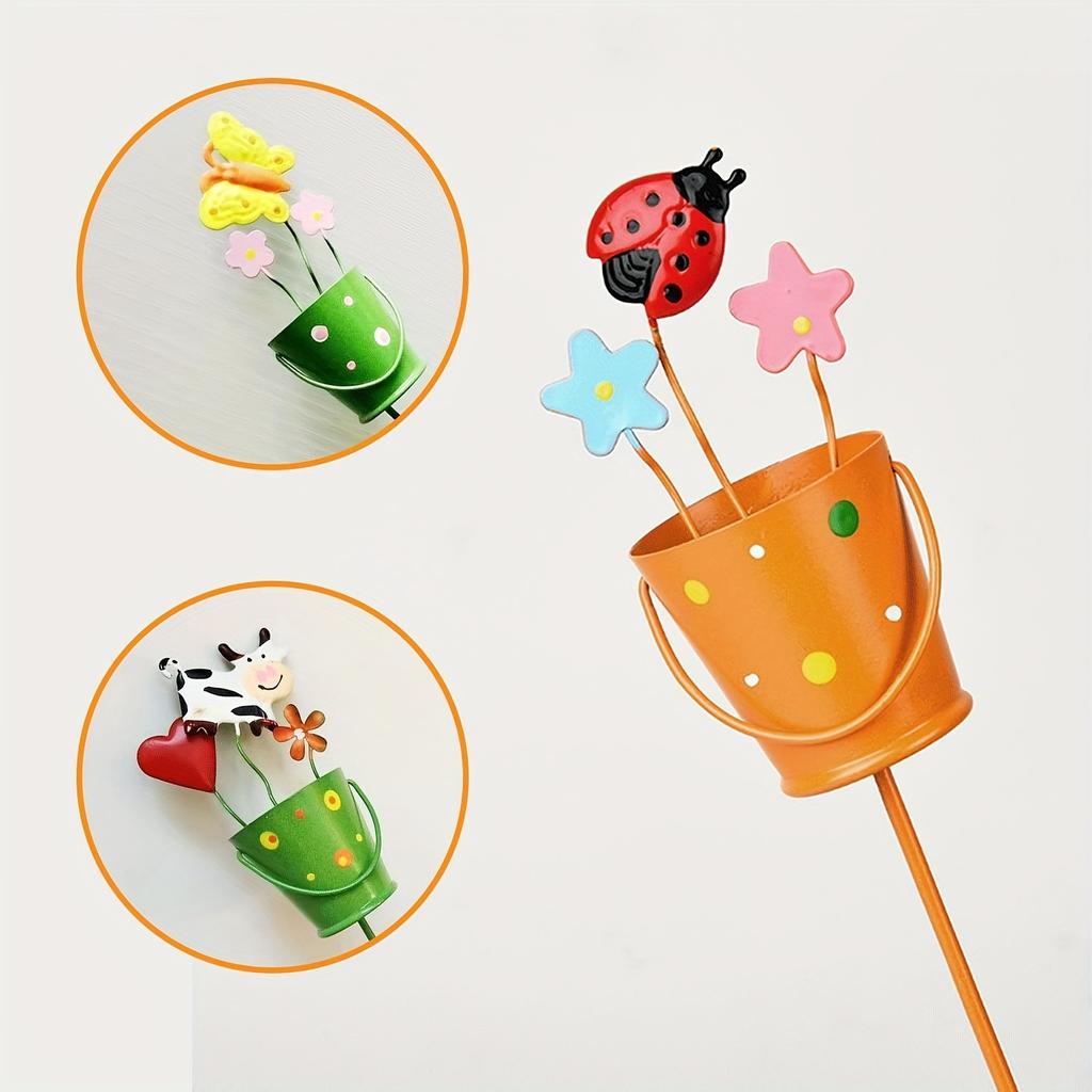1pc Butterfly Garden Stakes Colorful Metal Ornaments for Outdoor Decor, Patio & Lawn Flower Pot Accents