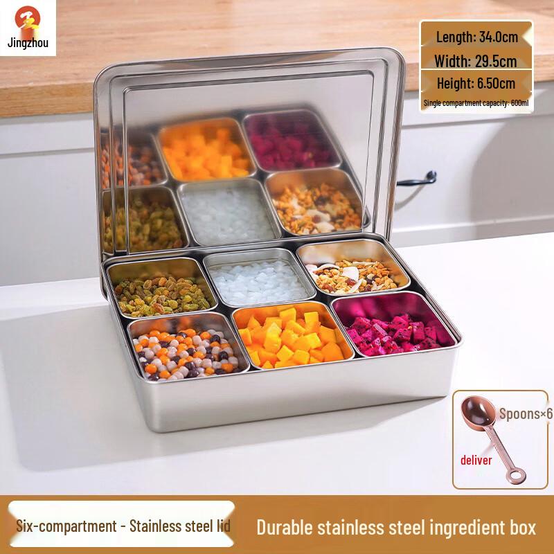 Stainless Steel Multi-Compartment Serving Box